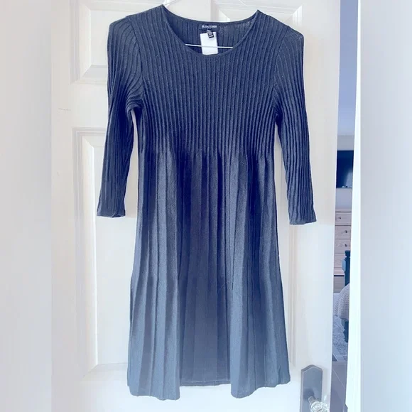 eileen fisher pleated wool dress Eileen Fisher Petite Sz PS/PP, Black Pleated Pintuck Wool Dress, Empire  Waist